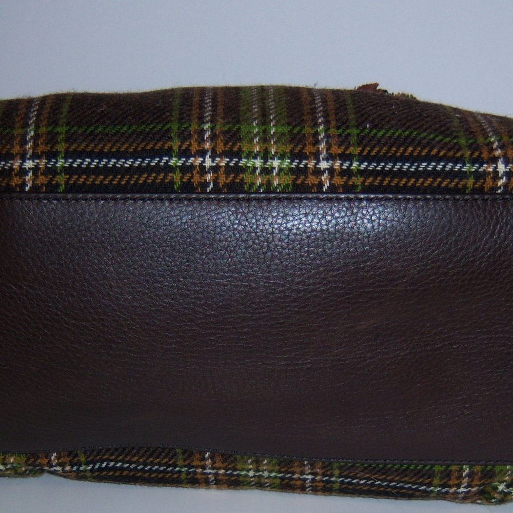Vintage Juicy Couture Brown Green Tweed Plaid Wool Bowler Bag Y2K Academia - Picture 6 of 9